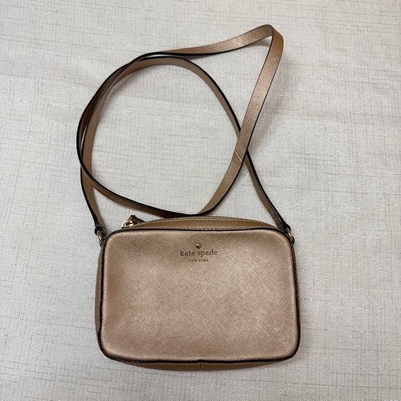 Kate Spade Staci Mini Camera Cossbody Bag Rose Gold Cow Leather Travel Casual - Picture 3 of 13